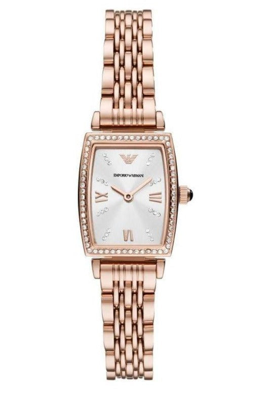 Emporio Armani Gianni T Bar Quartz Crystals White Dial Rose Gold Steel Strap Watch For Women - AR11406 - Image 7